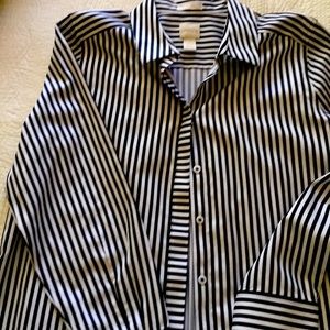 Chico’s black stripe tunic. Sz 2. Like new.